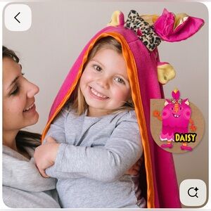 Snugaboo Pink and Orange Kids Hooded Blanket